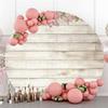 DASHAN 2.3x2.3m Round Backdrop Polyester Rustic Wood Backdrop Pink Flower Wedding Party Photography Background for Newborn Baby Children Kids Birthday Party YouTube Photo Props view 3