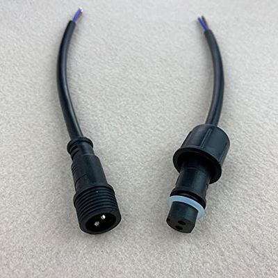 Davitu Wires & Cables - xConnect 2 Core BLACK Waterproof pigtail,50cm long each;male and female;xConnect;18AWG wire - (Color: Black, Length: 50cm, Specification: 18 AWG)