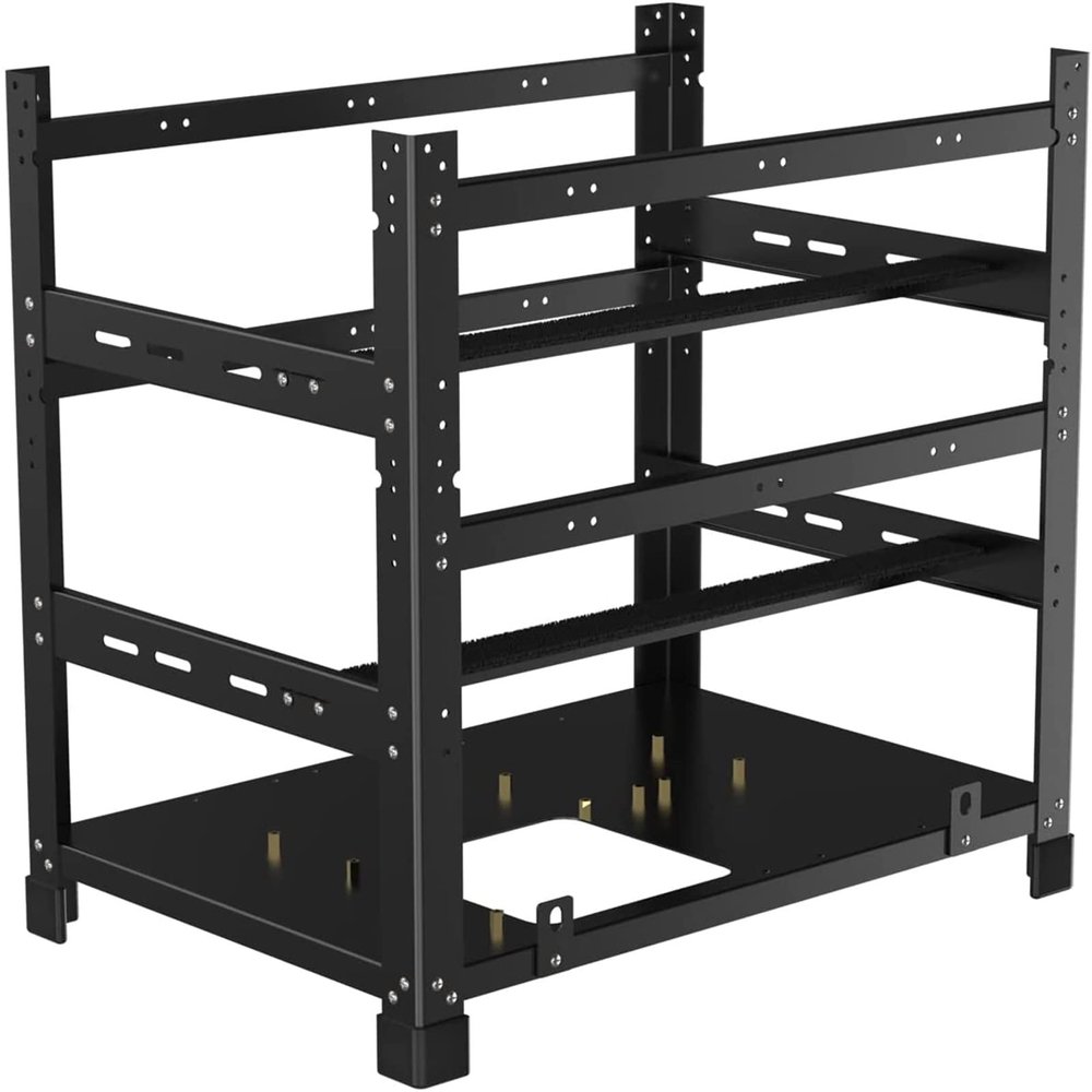 12GPU Stackable Mining Rig Frame, Steel Open Air Mining Rig Case, Solid Miner Frame for Crypto Ethereum ETH RVN Ergo Miner Mining Case Rack Fits Dual Power ATX Motherboard (12 GPU Mining Frame)