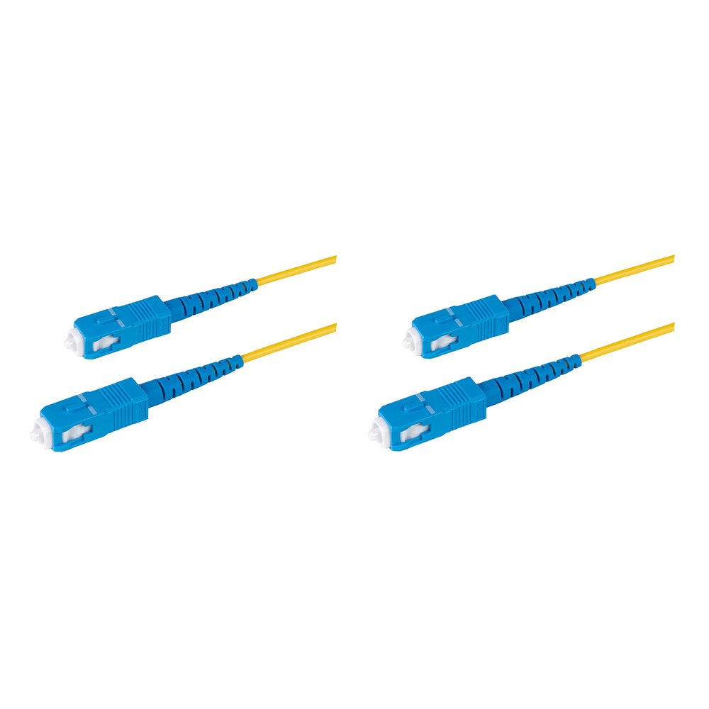 SpeedyFiberTX 2-Pack 125 Meter SC/UPC to SC/UPC 3.0mm Simplex Yellow Riser OFNR Fiber Patch Cable, Corning SMF-28 Singlemode 9/125um OS1/OS2 Compatible Ultra Optical Fiber