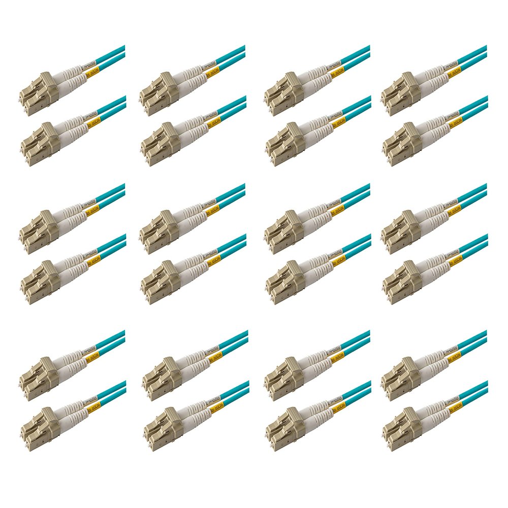 SpeedyFiberTX - 12-Pack 40 Meter Multimode 10G OM3 50/125 Fiber Patch Cable, Duplex LC to LC, Slim Zipcord Fire Retardant Plenum OFNP Cable Jacket