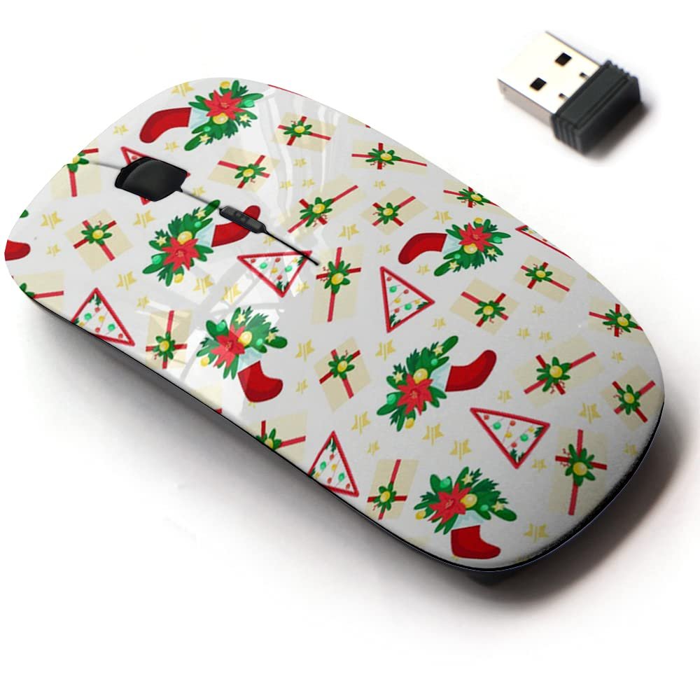 2.4G Wireless Mouse with Cute Pattern Design for All Laptops and Desktops with Nano Receiver - Christmas Boots Gifts