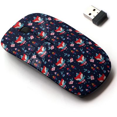 2.4G Wireless Mouse with Cute Pattern Design for All Laptops and Desktops with Nano Receiver - Cute Foxes