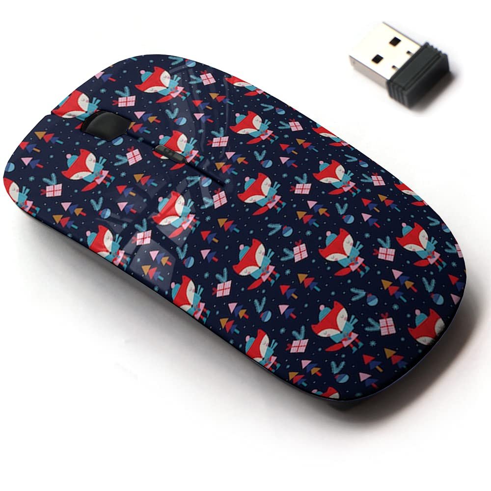 2.4G Wireless Mouse with Cute Pattern Design for All Laptops and Desktops with Nano Receiver - Cute Foxes