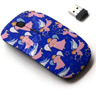 2.4G Wireless Mouse with Cute Pattern Design for All Laptops and Desktops with Nano Receiver - Christmas Angels Magic Wands Trumpets