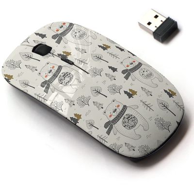 2.4G Wireless Mouse with Cute Pattern Design for All Laptops and Desktops with Nano Receiver - Cute Bear Animal