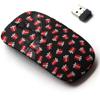 2.4G Wireless Mouse with Cute Pattern Design for All Laptops and Desktops with Nano Receiver - Christmas Elements red view 1