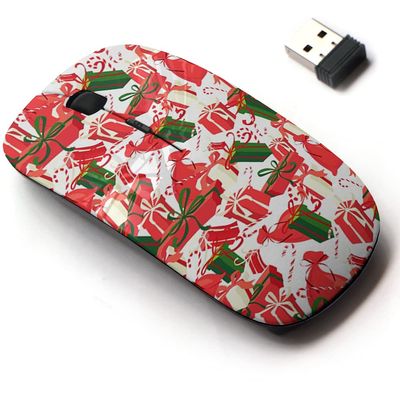 2.4G Wireless Mouse with Cute Pattern Design for All Laptops and Desktops with Nano Receiver - Festive Christmas New Year
