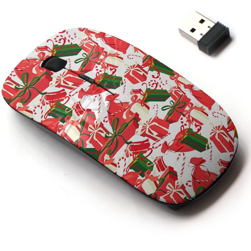 2.4G Wireless Mouse with Cute Pattern Design for All Laptops and Desktops with Nano Receiver - Festive Christmas New Year