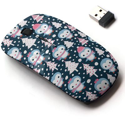 2.4G Wireless Mouse with Cute Pattern Design for All Laptops and Desktops with Nano Receiver - Cute Penguin Characters