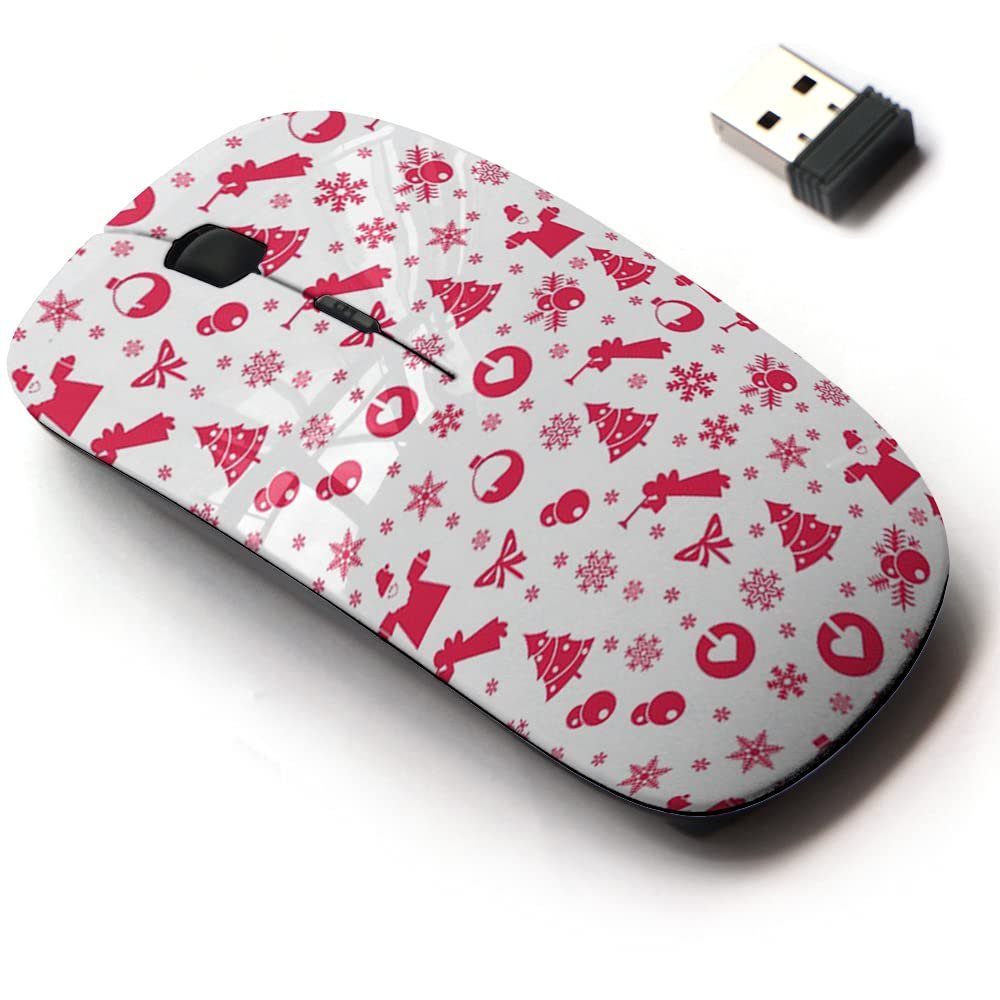 2.4G Wireless Mouse with Cute Pattern Design for All Laptops and Desktops with Nano Receiver - Christmas Pastel