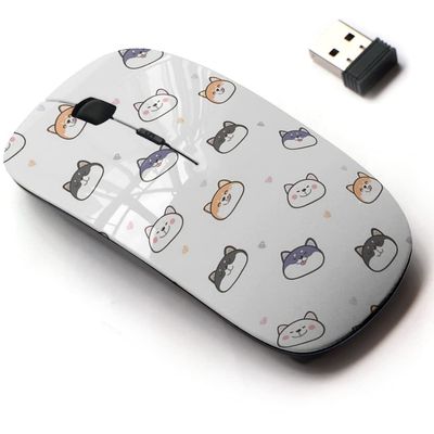 2.4G Wireless Mouse with Cute Pattern Design for All Laptops and Desktops with Nano Receiver - Cartoon Shiba Inu