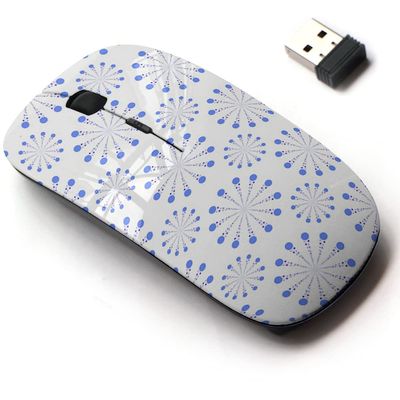 2.4G Wireless Mouse with Cute Pattern Design for All Laptops and Desktops with Nano Receiver - Color Blue