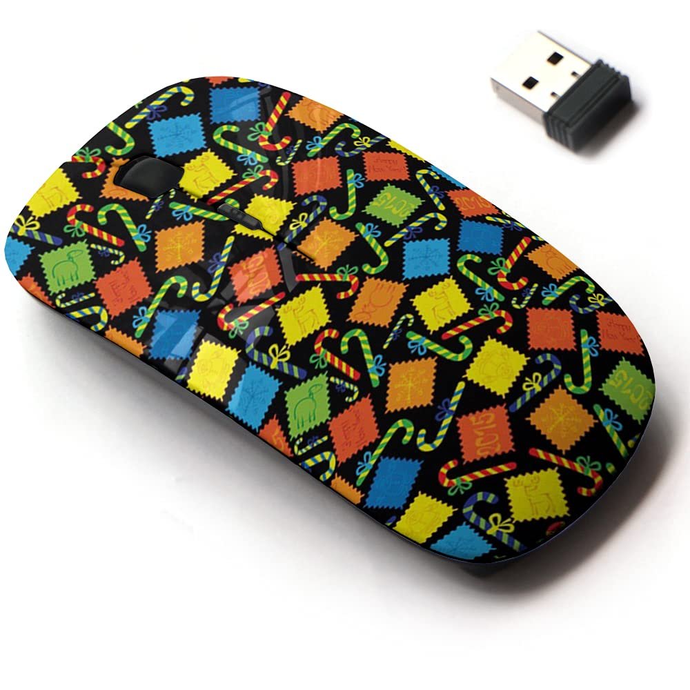 2.4G Wireless Mouse with Cute Pattern Design for All Laptops and Desktops with Nano Receiver - Christmas Cookies Candy