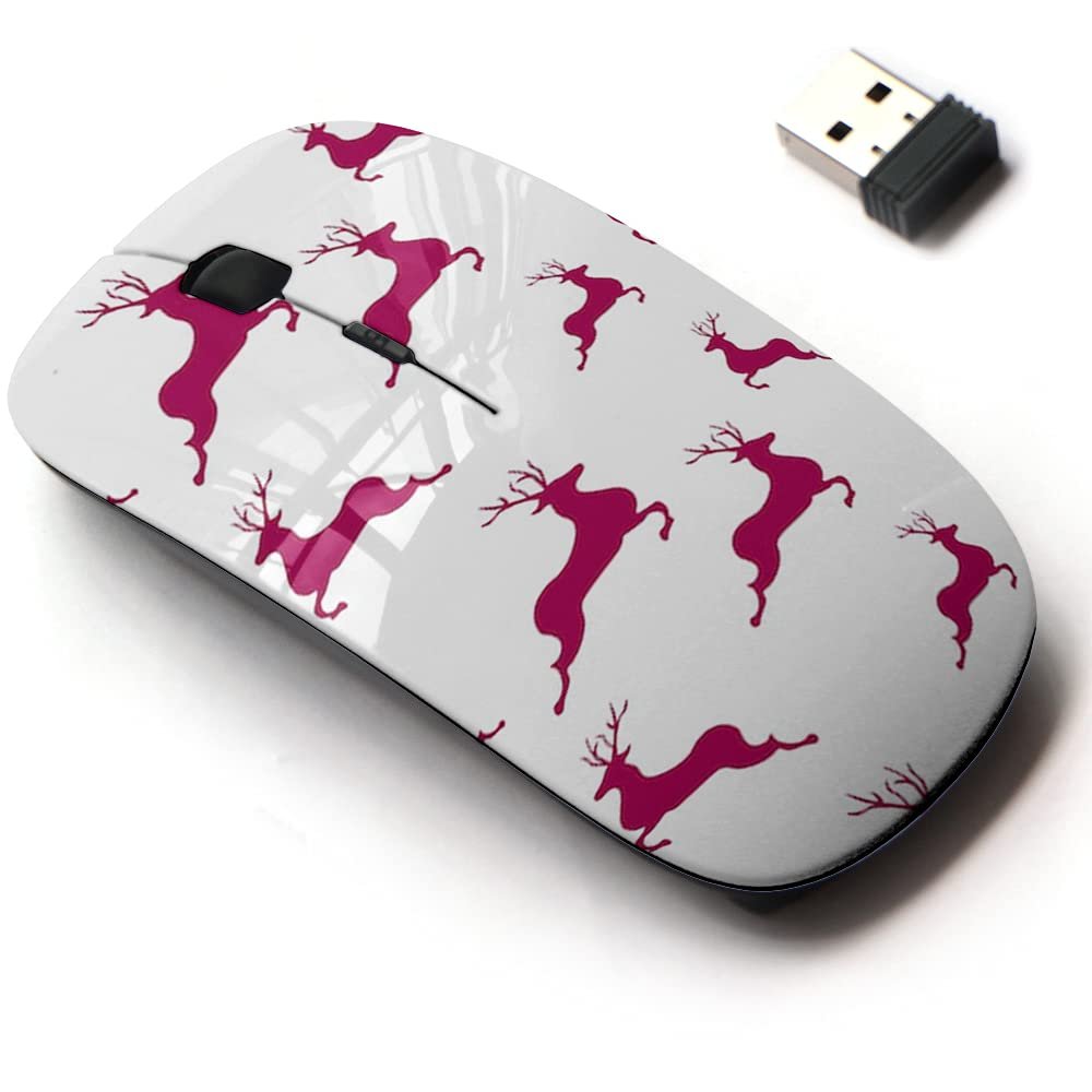 2.4G Wireless Mouse with Cute Pattern Design for All Laptops and Desktops with Nano Receiver - Christmas Reindeers on
