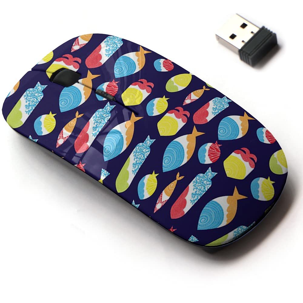 2.4G Wireless Mouse with Cute Pattern Design for All Laptops and Desktops with Nano Receiver - Cute Fish