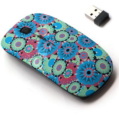 2.4G Wireless Mouse with Cute Pattern Design for All Laptops and Desktops with Nano Receiver - Christmas Stars Snowflakes
