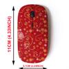 2.4G Wireless Mouse with Cute Pattern Design for All Laptops and Desktops with Nano Receiver - Christmas red Golden view 2