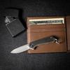 CIVIVI Mini Elementum Flipper Pocket Knife, Small folding Knife with 1.83" 14C28N Blade, Brass and Stainless Steel Handle C18062Q-1 view 3