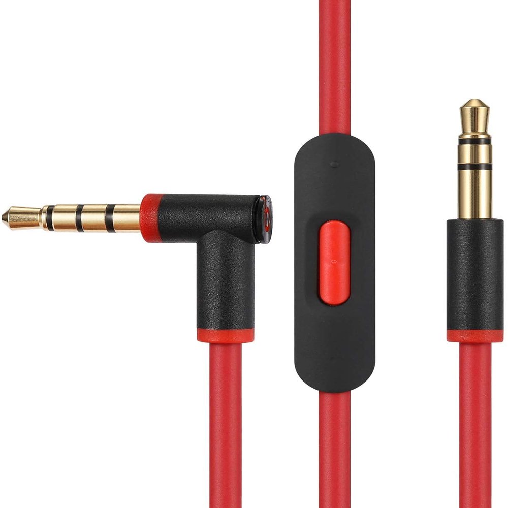 3.5mm to 3.5mm Replacement Solo 3 Audio Cable Cord Wire with in-line Microphone and Remote Control Compatible with Beats by Dr Dre Solo/Studio/Pro/Detox/Wireless/Mixr/Executive/Pill Headphones (Red)