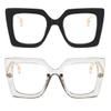 bullabulling Oversized Square Blue Light Blocking Glasses Eye Strain Glare Pearl Inlay Arm Cat Eye Fashion Eyewear (Black/gray, 3.75) view 2