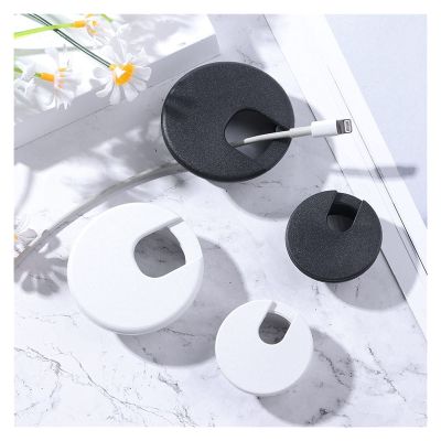 Cable Port Hole Cover Practical Desk Table Cable Fastener Wire Hole Cover Line Box Office Buckle Line Organizer Cable Clamp 35/50mm Home Fasteners Never Scratch and fray Cables (Color : Black-50mm)