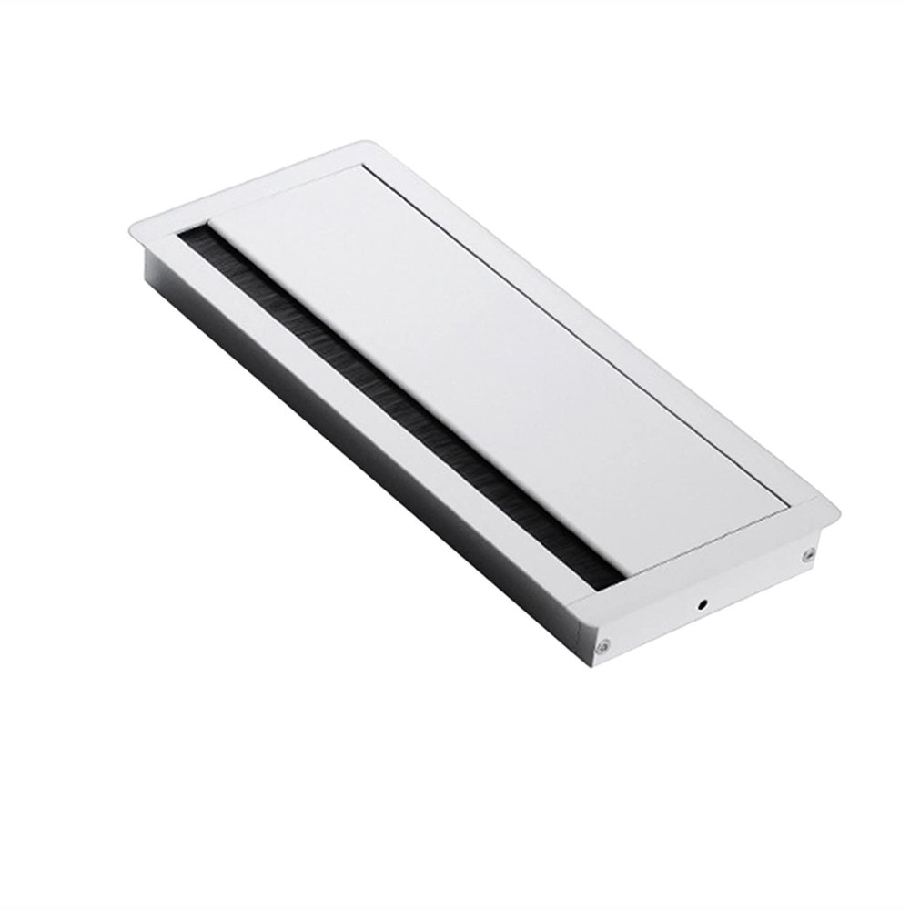 Cable Port Hole Cover Port PC Computer Table Desk Grommet Cable Tidy Outlet Wire Organizer Aluminium Alloy Office Hole Cover Surface Insert with Brush Never Scratch and fray Cables (Color : White)