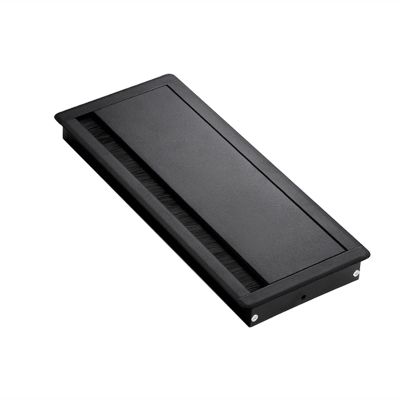 Cable Port Hole Cover Port PC Computer Table Desk Grommet Cable Tidy Outlet Wire Organizer Aluminium Alloy Office Hole Cover Surface Insert with Brush Never Scratch and fray Cables (Color : Black)