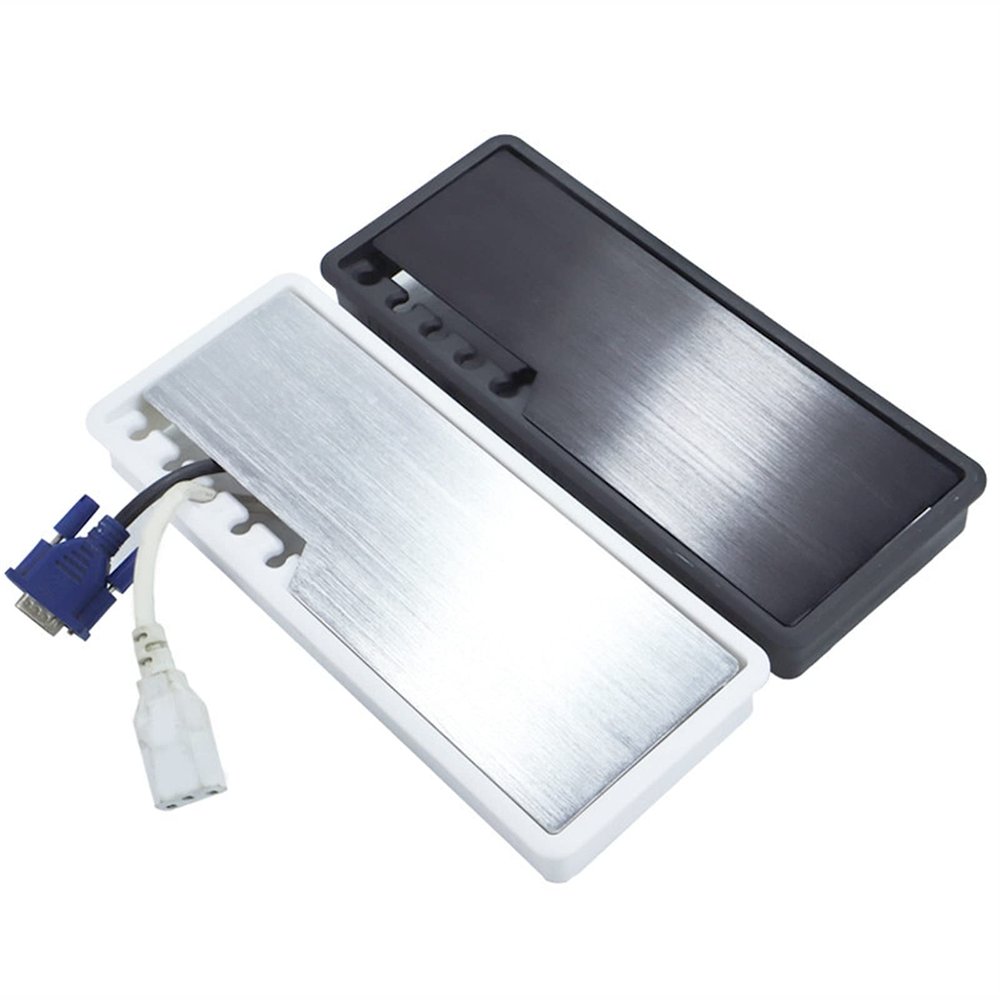 Cable Port Hole Cover Alloy Desk Cable Grommet Rectangular Threading Box with Wire Clip Holder Table Outlet Line Hole Cover Office Furniture Hardware Never Scratch and fray Cables (Color : B)