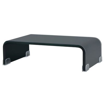 ZQQLVOO TV Stand/Monitor Riser Glass Black 15.7"x9.8"x4.3",Modern and Simple Design TV Rack, Sturdy Structure,Tempered Glass TV Rack,for Living Room, Entertainment Room, Office