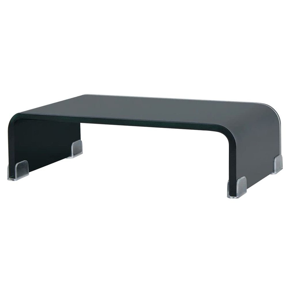 ZQQLVOO TV Stand/Monitor Riser Glass Black 15.7"x9.8"x4.3",Modern and Simple Design TV Rack, Sturdy Structure,Tempered Glass TV Rack,for Living Room, Entertainment Room, Office