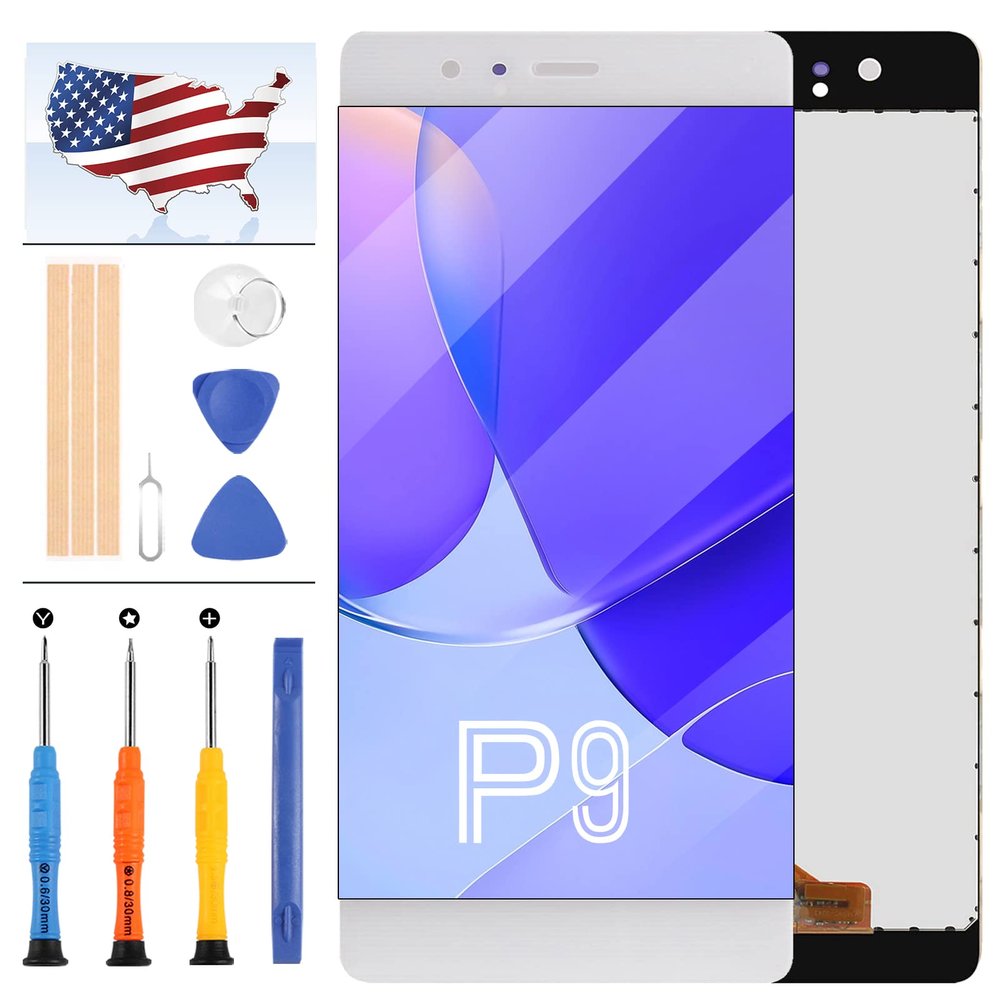 for Huawei P9 Screen Replacement 5.2" for Huawei P9 EVA-L09 EVA-L19 EVA-L29 EVA-AL10 EVA-DL00 LCD Display Touch Digitizer Glass Assembly Kits with Free Tools (White)