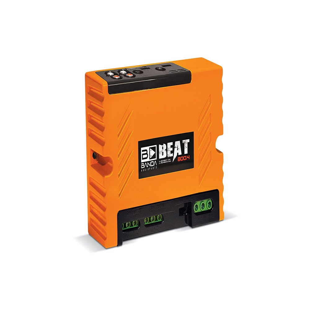 4-Channel Vehicle Audio Bass Amplifier - 200W High-Powered Mono Bass Amplifier w/Subsonic Filter and Low Pass Filter Stable at 1 ohm, LED Indicators, Sound Specialization - Banda BEAT800.41ORANGE