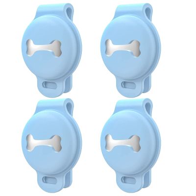 SagaSave Portable Pet Silicone Protective Case for Airtag, Anti-Scratch Holder for AirTags Pet Collar, Protective Case for Dog Cat Pet Collar Protector Tracker Cover AirTag Case 4PCS Blue