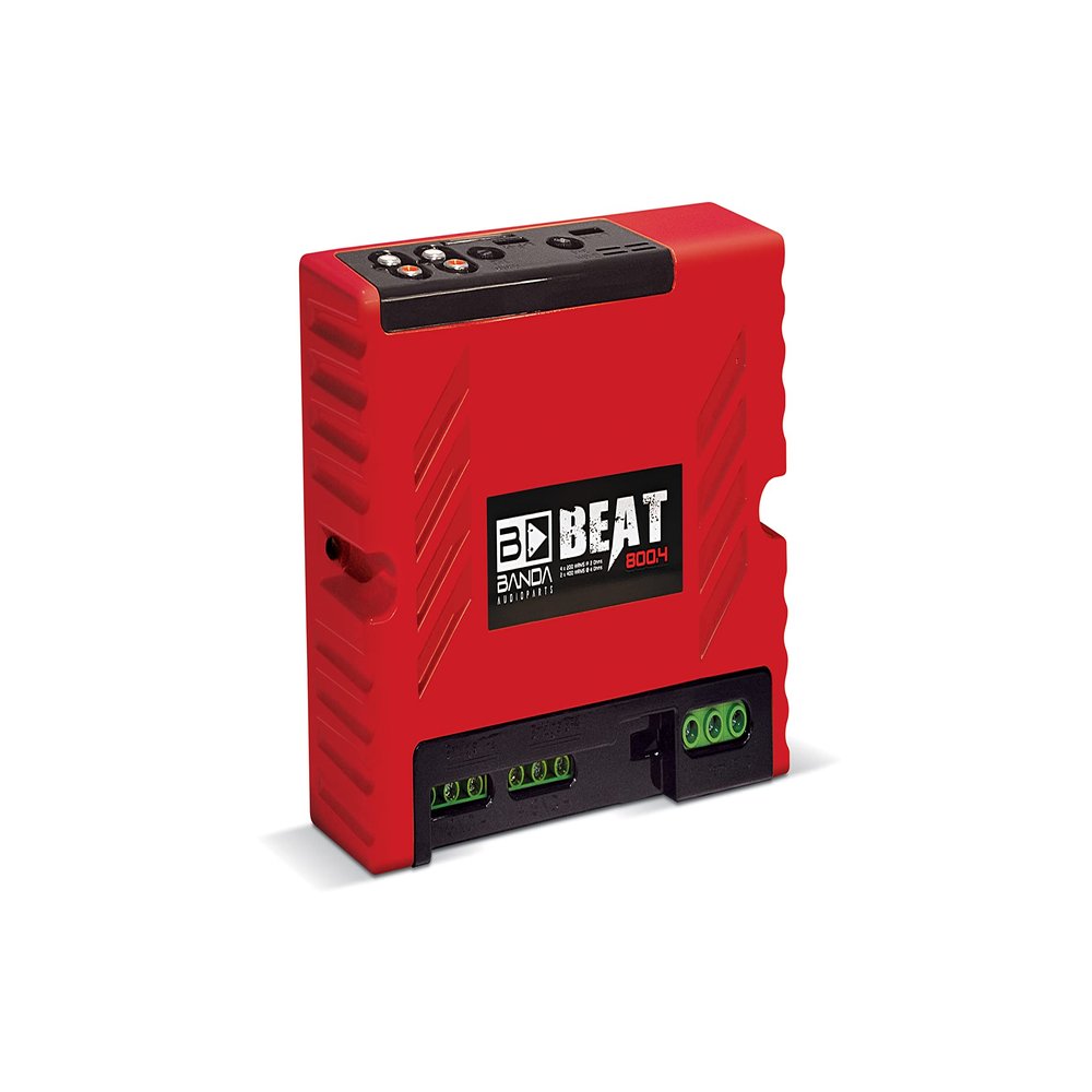 4-Ch. Vehicle Audio Bass Amplifier - 200WRMS High-Powered Mono Bass Amplifier w/Subsonic Filter & Low Pass Filter Stable @ 2 ohm, LED Indicators, Sound Specialization, Red - BEAT800.42RED