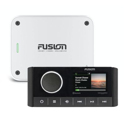 Fusion MS-RA670 Apollo Marine Entertainment System with Fusion MS-AP41200 Apollo 4 Channel Marine Amplifier