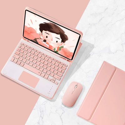 New iPad Pro11 4th Generation 2022 Keyboard case 2021/2020/2018 with Touchpad Wireless Mouse Cute 3-Piece Set Detachable Bluetooth Keyboard (iPadPro11, Pink)