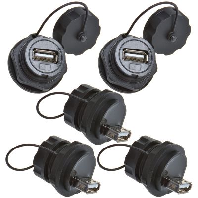 ANMBEST 5PCS USB2.0 Panel Mount Connector, IP67 Waterproof Outdoor USB Plug Adapter Female to Female Socket with Waterproof/Dust Cap (M25 5PCS)