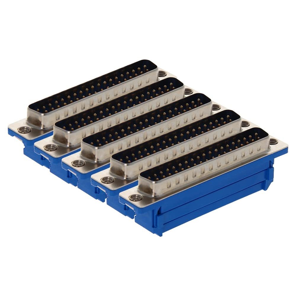 Heyiarbeit 37-pin 2-Row IDC D-Sub Ribbon Cable Connector 63.5mm Male Socket IDC Crimp Port Terminal Breakout for Flat Ribbon Cable Blue 5pcs