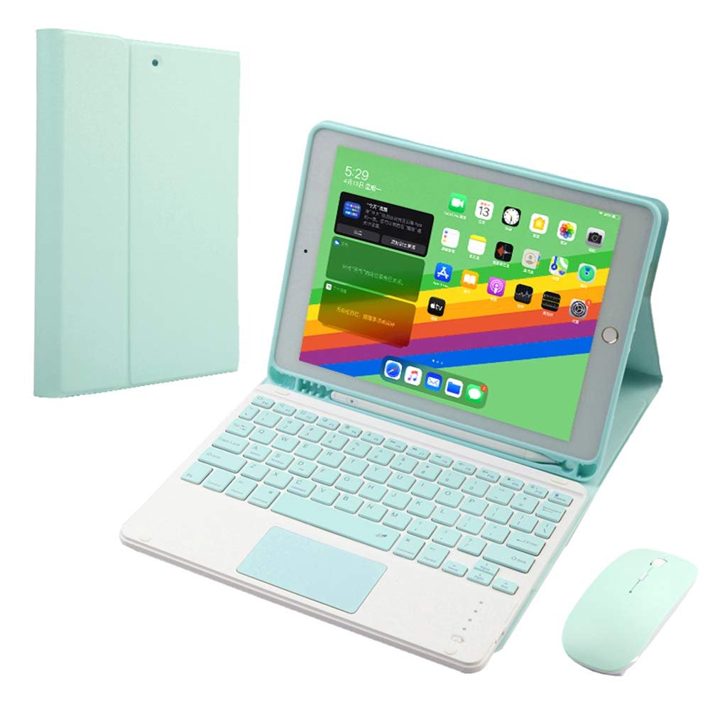 SENLAN iPad 10.2 '' 7th 8th 9th Gen Air3 Pro 10.5 '' Keyboard case with touchpad Wireless Mouse 3-Piece Set iPad 7 iPad 8 iPad 9 Detachable Bluetooth Keyboard (iPad 10.2''/10.5'', Mint Green)