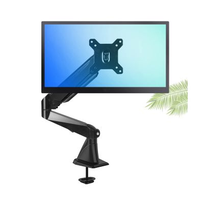 Monitor Mount Single Monitor Desk Mount Long Arm Monitor Stand Mount with Gas Spring Wall Mounted Height-Adjustable VESA Mount for 15 - 27 Inch Screen Monitor Desk Mount