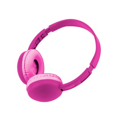 Coby Wired Kids Headphones, Over-Ear Headphones with 3.5-Millimeter Jack and Soft Cushions for School, Learning, and Travel, 85 dB Volume Limit, Built-in Microphone, Adjustable Headband, Pink