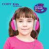 Coby Wired Kids Headphones, Over-Ear Headphones with 3.5-Millimeter Jack and Soft Cushions for School, Learning, and Travel, 85 dB Volume Limit, Built-in Microphone, Adjustable Headband, Pink view 3