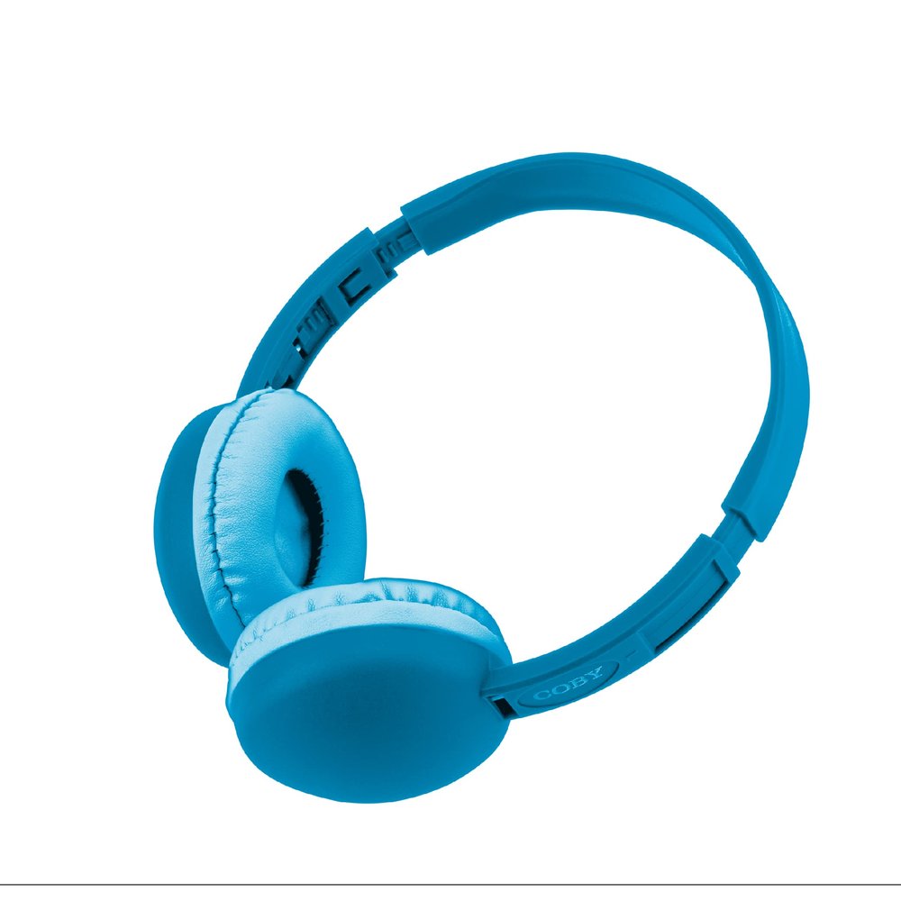 Coby Wired Kids Headphones, Over-Ear Headphones with 3.5-Millimeter Jack and Soft Cushions for School, Learning, and Travel, 85 dB Volume Limit, Built-in Microphone, Adjustable Headband, Blue
