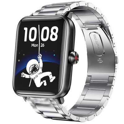 Lamshaw GT01 Smartwatch Band, Stainless Steel Metal Replacement Straps Compatible for Dirrelo GT01 / LETSCOM GT01 1.55" / Hamile Smart Watch/Fitpolo GT01 Smart Watch (Silver)