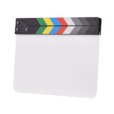 Camnoon 30 * 24cm/ 12 * 9in Acrylic Film Clapboard Movie Directors Clapper Board Slate Cut Action Scene Blank Clap Board Dry Erase with Multicolored Sticks