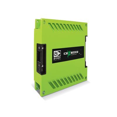 1-Ch. Vehicle Audio Bass Amplifier - 3000WRMS High-Powered Mono Bass Amp w/Subsonic Filter and Low Pass Filter Stable at 2 ohms, LED Indicators, Sound Specialization, Green - BANDA ICEX3000.2GREEN
