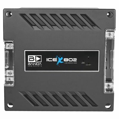 1-Channel Vehicle Audio Bass Amplifier - High-Powered Mono Bass Amplifier w/Subsonic Filter and Low Pass Filter Stable at 2 ohms, LED Indicators, Sound Specialization, Red - BANDA ICEX800.2RED