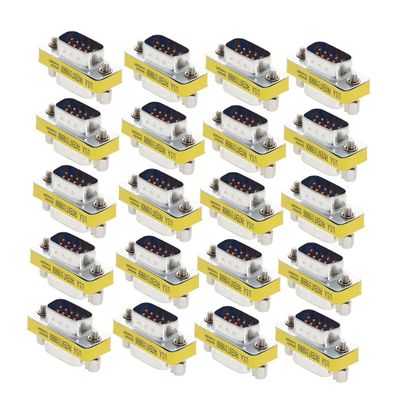 Heyiarbeit 9-pin 2-Row DB9 VGA Gender Changer Male to Male Mini Gender Changer Coupler Adapter Connector for Serial Applications Blue 20pcs