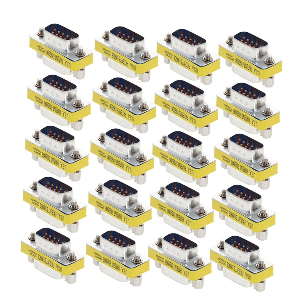 Heyiarbeit 9-pin 2-Row DB9 VGA Gender Changer Male to Male Mini Gender Changer Coupler Adapter Connector for Serial Applications Blue 20pcs